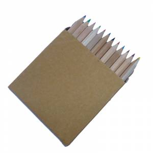 Cajas cartón - Caja 12 lápices pequeños de colores en madera 