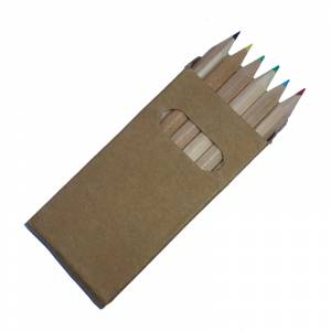 Cajas cartón - Caja 6 lápices pequeños de colores en madera 