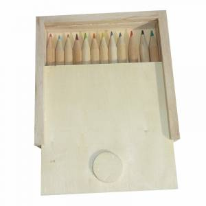 Cajas madera - Caja madera 12 lápices pequeños de colores en madera 