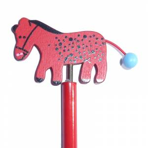 Redondo decorado - Lápiz redondo de madera con decoración caballo muelle 