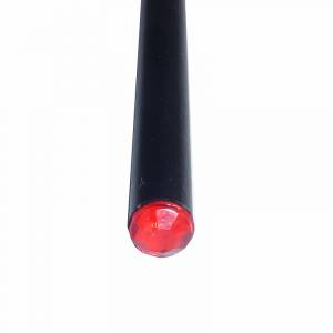 Redondo decorado - Lápiz redondo de madera negro con decoración joya roja 
